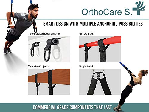 Ortho Care S Fitness - Entrenamiento en Suspension/Funcional con Cuerdas. Kit Multifuncion Gimnasia - Fortalecimiento, Resistencia y Tonificacion Muscular. con Anclaje para Puerta.… Ortho Care S Fitness - Entrenamiento en Suspension/Funcional con Cuerdas. Kit Multifuncion Gimnasia - Fortalecimiento, Resistencia y Tonificacion Muscular. con Anclaje para Puerta.…