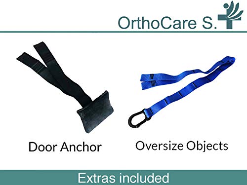 Ortho Care S Fitness - Entrenamiento en Suspension/Funcional con Cuerdas. Kit Multifuncion Gimnasia - Fortalecimiento, Resistencia y Tonificacion Muscular. con Anclaje para Puerta.…