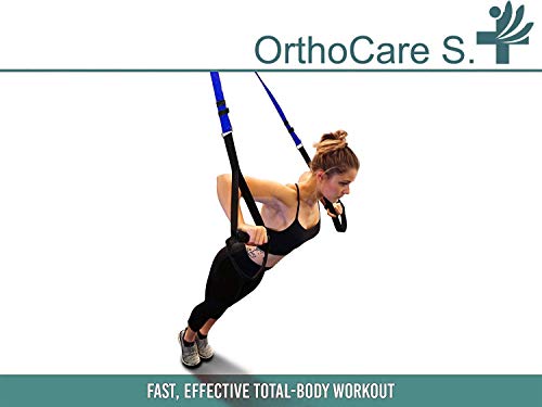 Ortho Care S Fitness - Entrenamiento en Suspension/Funcional con Cuerdas. Kit Multifuncion Gimnasia - Fortalecimiento, Resistencia y Tonificacion Muscular. con Anclaje para Puerta.…