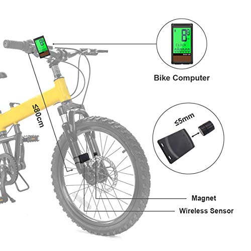 Osaloe Cuentakilómetros Inalámbrico para Bicicleta, Computadora para Bicicleta Impermeable de 5 Idiomas con Pantalla LCD, Velocímetro de bicicleta de 19 funciones para Ciclismo (Negro)