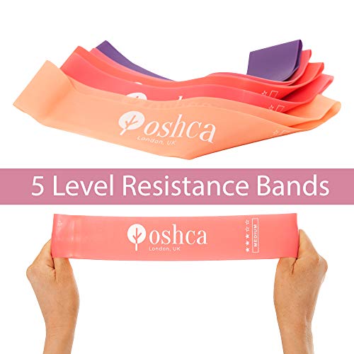 Oshca UK Resistance Bands Set Women Pack of 5, Workout Bands, Fitness Stretch Loop Band 5 Resistance Level, Best For Gym, Yoga, Home Fitness Oshca UK Resistance Bands Set Women Pack of 5, Workout Bands, Fitness Stretch Loop Band 5 Resistance Level, Best For Gym, Yoga, Home Fitness