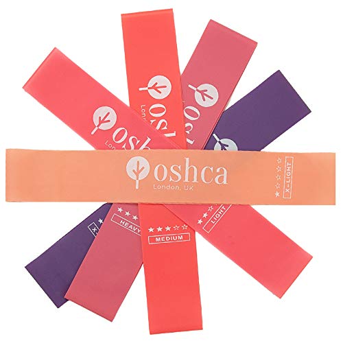 Oshca UK Resistance Bands Set Women Pack of 5, Workout Bands, Fitness Stretch Loop Band 5 Resistance Level, Best For Gym, Yoga, Home Fitness