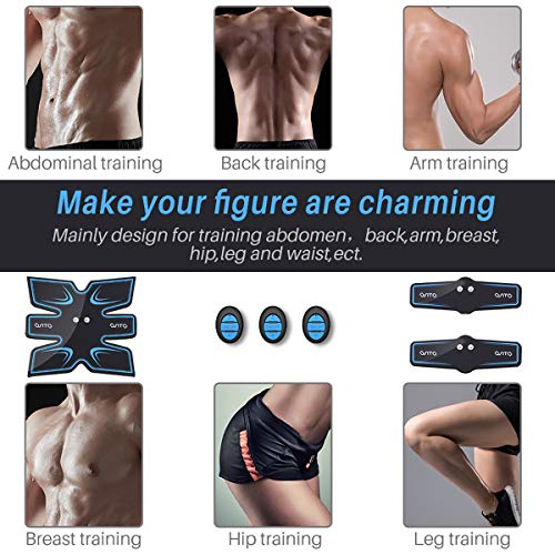 OSITO Estimulador Muscular Abdominales, EMS Estimulador Muscular, Entrenador Muscular con 10 PCS Reemplazo Gel Pad para Abdomen/Cintura/Pierna/Brazo, 11 Modos y 25 Niveles de Intensidad