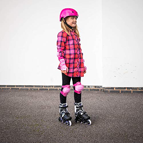 Osprey Patines en línea Infantiles. Rollerblades Ajustables, Resistentes, Alta protección niños, niñas y jóvenes, Principiantes o avanzados. Varias Tallas. Negro/Blanco/Lila