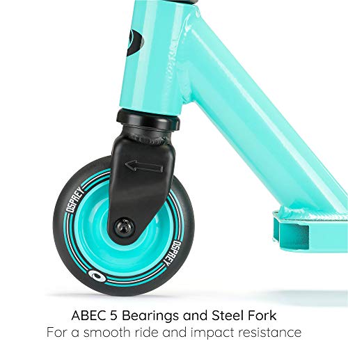 Osprey Patinete Stunt para niños, Adultos, niños y niñas, patín avanzado con rodamientos ABEC 5 y Auriculares HIC, RT-1440, Color Verde Azulado Osprey Patinete Stunt para niños, Adultos, niños y niñas, patín avanzado con rodamientos ABEC 5 y Auriculares HIC, RT-1440, Color Verde Azulado
