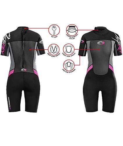 Osprey Traje de baño de Neopreno para Mujer, Corto, 3/2 mm, niña, Shorty Origin, Negro/Rosa Osprey Traje de baño de Neopreno para Mujer, Corto, 3/2 mm, niña, Shorty Origin, Negro/Rosa