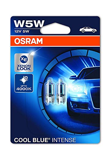 Osram 2825HCBI-02B Lámpara halógena Cool Blue Intense W5W, Luz de Posición y de Matrícula,12 V, Ampolla Doble Osram 2825HCBI-02B Lámpara halógena Cool Blue Intense W5W, Luz de Posición y de Matrícula,12 V, Ampolla Doble
