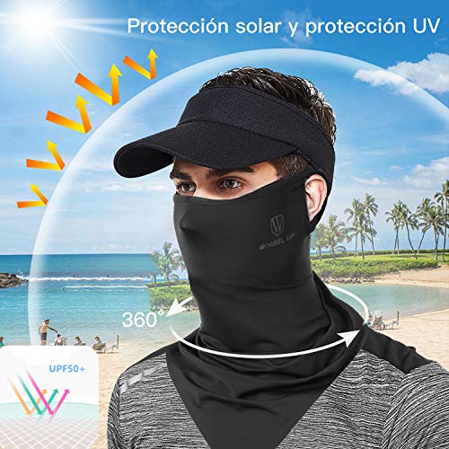 Ossky Bandanas multifuncionales elásticas,Polainas para el Cuello, Facial pañuelo Cuello Polainas de Verano Seda Hielo, protección UV y contra el Viento/Sudor y Transpirable/Secado rápido（Gray+Black）