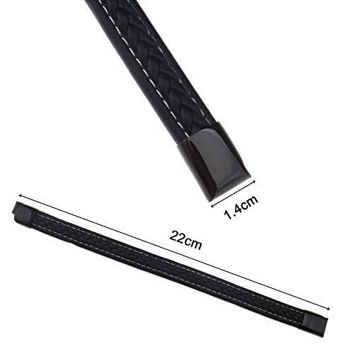 OTOTEC Pulsera de cuero para hombre, color negro, clásico, de acero inoxidable, con cierre magnético, para hombres y mujeres OTOTEC Pulsera de cuero para hombre, color negro, clásico, de acero inoxidable, con cierre magnético, para hombres y mujeres