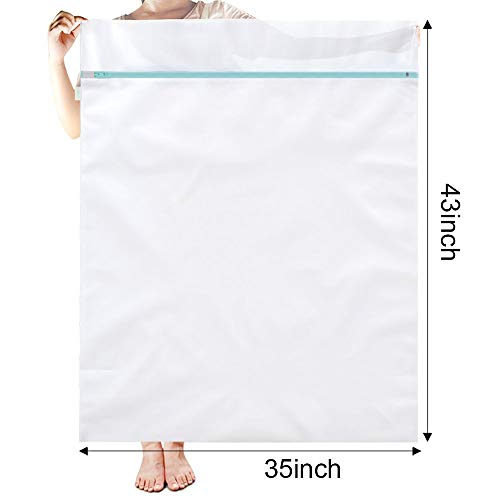 OTraki Malla Bolsa para Lavadora 2 PCS 90 x 110 Bolsa Lavandería con Cremallera Saco para Colada y Organizador de Ropa para Suéter, Abrigo, Ropa de Cama, Cortinas y Colchas Delicadas