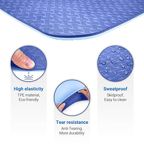 Oudort Esterilla Yoga Antideslizante, Yoga Mat de Material Ecológico TPE con Línea de Posición y Correa de Hombro para Yoga, Pilates, Fitness y Entrenamiento, 183 x 61cm Oudort Esterilla Yoga Antideslizante, Yoga Mat de Material Ecológico TPE con Línea de Posición y Correa de Hombro para Yoga, Pilates, Fitness y Entrenamiento, 183 x 61cm