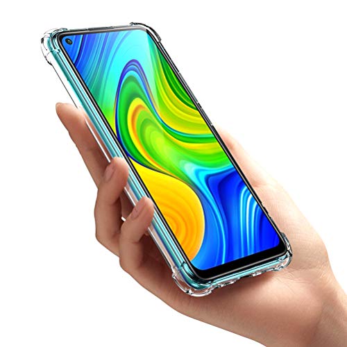 Oududianzi Funda para Xiaomi Redmi Note 9, [3 * Protector de Pantalla de Vidrio Templado] Parachoques Flexible con Funda de Colchón de Aire a Prueba de Golpes - Transparente