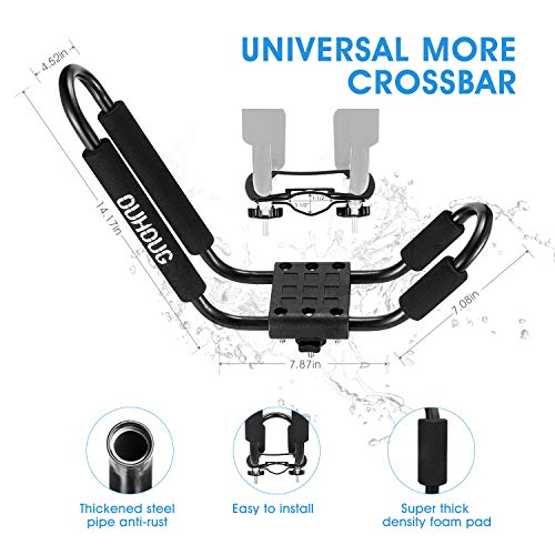 OUHOUG Soporte de Kayak para Bacas, Universal Soporte Forma de J de Coche para Kayaks, Barco, Canoa, Sup, Tabla de Surf y Tabla de Esquí(1 Par)