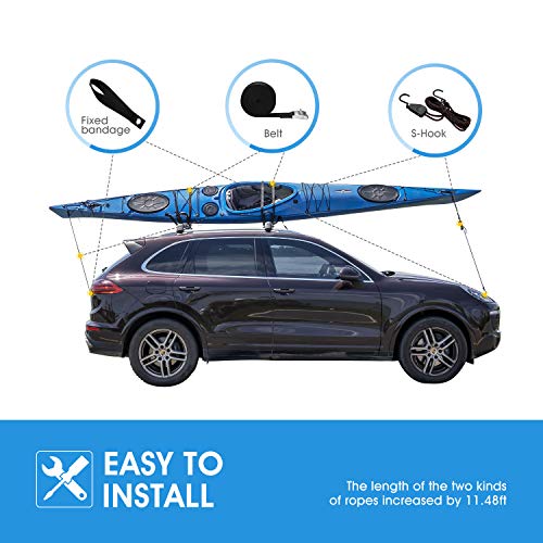 OUHOUG Soporte de Kayak para Bacas, Universal Soporte Forma de J de Coche para Kayaks, Barco, Canoa, Sup, Tabla de Surf y Tabla de Esquí(1 Par) OUHOUG Soporte de Kayak para Bacas, Universal Soporte Forma de J de Coche para Kayaks, Barco, Canoa, Sup, Tabla de Surf y Tabla de Esquí(1 Par)