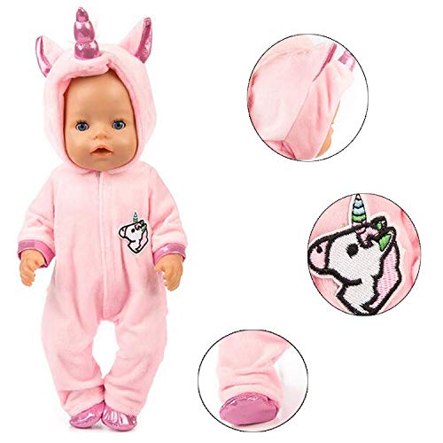 Ouinne Uinicornio Ropa Trajes Vestidos para Muñecas de Bebé en Tamaño 17-18" (Rosado) Ouinne Uinicornio Ropa Trajes Vestidos para Muñecas de Bebé en Tamaño 17-18" (Rosado)