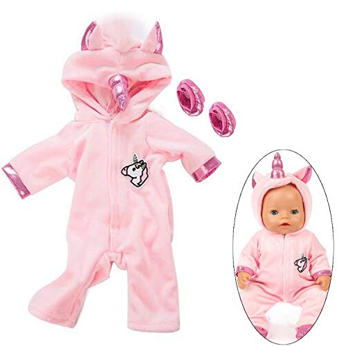 Ouinne Uinicornio Ropa Trajes Vestidos para Muñecas de Bebé en Tamaño 17-18" (Rosado) Ouinne Uinicornio Ropa Trajes Vestidos para Muñecas de Bebé en Tamaño 17-18" (Rosado)