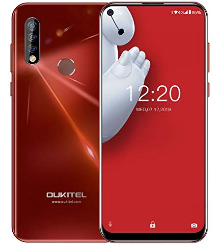 OUKITEL C17 Pro 4G Móviles(2019) Android 9.0 - Pantalla Completa de 6.35 Pulgadas de Agujero Ciego,4GB+64GB,Helio P23 Octa Core Dual SIM Teléfono, 13MP Cámara de Gran Ángular,3900mAh Batería,Rojo