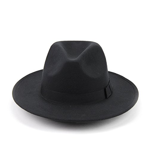 OULII Sombrero clásico de Lana estructurada Unisex Fedora Sombrero Solar Sombrero de Vaquero para Hombres Mujeres (Negro) OULII Sombrero clásico de Lana estructurada Unisex Fedora Sombrero Solar Sombrero de Vaquero para Hombres Mujeres (Negro)
