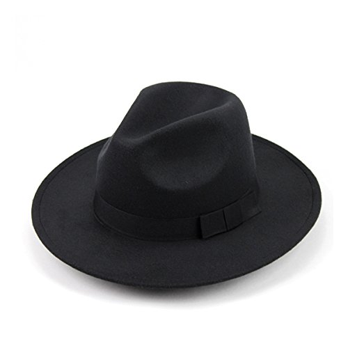 OULII Sombrero clásico de Lana estructurada Unisex Fedora Sombrero Solar Sombrero de Vaquero para Hombres Mujeres (Negro) OULII Sombrero clásico de Lana estructurada Unisex Fedora Sombrero Solar Sombrero de Vaquero para Hombres Mujeres (Negro)
