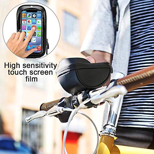 OUNDEAL Bolsa Bicicleta Manillar, Bolsa Cuadro Bicicleta con Pantalla Táctil Sensible, Bolsa Movil Bicicleta para Teléfono Inteligente por Debajo de 6,5 Pulgadas