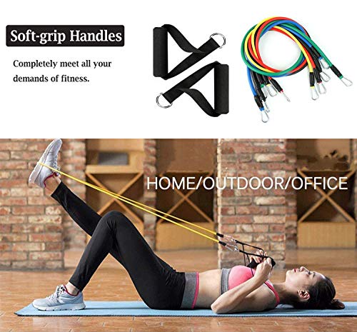 OUNDEAL Gomas Elasticas Musculacion, Gomas Elasticas Fitness con 5 Tubos de Látex, Bandas Elasticas Fitness, Bandas Elasticas Musculacion para Entrenamiento, Fitness, Culturismo