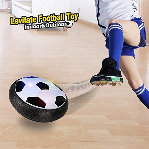 OUNDEAL Juguete Balón Fútbol Flotant, Pelota Futbol Recargable, Air Power Soccer con Coloridas Luces LED, Juguetes Aire Fútbol para Niños Niñas