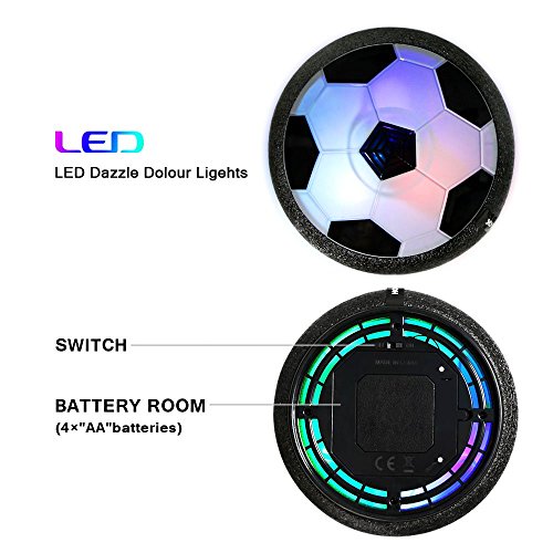 OUNDEAL Juguete Balón Fútbol Flotant, Pelota Futbol Recargable, Air Power Soccer con Coloridas Luces LED, Juguetes Aire Fútbol para Niños Niñas