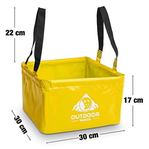 Outdoor Panda Bol Plegable para Exteriores con Capacidad de 15 litros - Recipiente Plegable para Lavar y Camping, Hecho de Tela de Lona Duradera