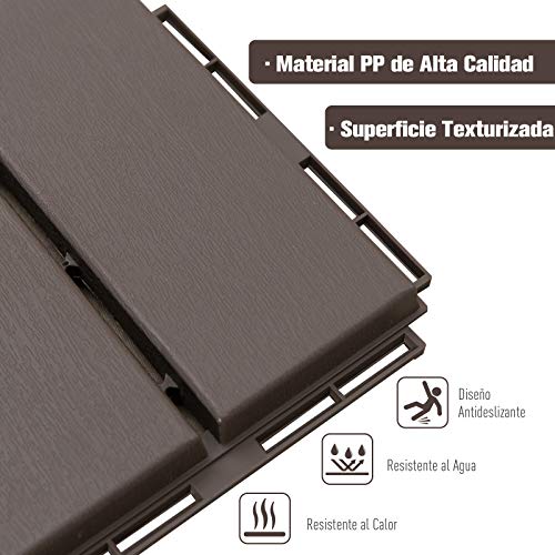 Outsunny Baldosas Cuadradas para Suelos Antideslizantes Exteriores Interiores Paquete de 9 Piezas 0.81 m² 30x30 cm Marrón Outsunny Baldosas Cuadradas para Suelos Antideslizantes Exteriores Interiores Paquete de 9 Piezas 0.81 m² 30x30 cm Marrón