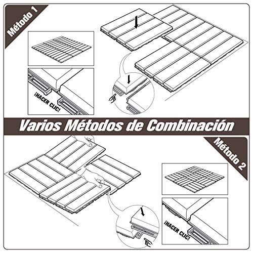 Outsunny Baldosas Cuadradas para Suelos Antideslizantes Exteriores Interiores Paquete de 9 Piezas 0.81 m² 30x30 cm Marrón