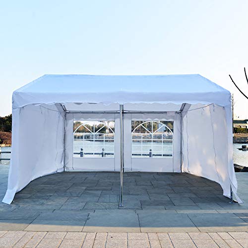 Outsunny Carpa de Jardín Cochera Gazebo 4x4m Pergola Cenador Pabellón 4 Paneles Laterales 4 Ventanas para Fiesta Eventos Bodas Acero PE Blanco Outsunny Carpa de Jardín Cochera Gazebo 4x4m Pergola Cenador Pabellón 4 Paneles Laterales 4 Ventanas para Fiesta Eventos Bodas Acero PE Blanco