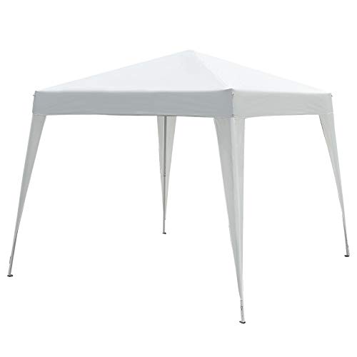 Outsunny Carpa Plegable 3x3m Cenador de Jardín Diseño Pop Up de Acero y Cubierta de Tela Oxford Blanco