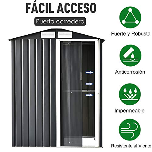 Outsunny Caseta de Jardín Metálica Cobertizo para Almacenaje de Herramientas Techo Inclinado 4 Ventilaciones 150x130x186cm Gris y Blanco Outsunny Caseta de Jardín Metálica Cobertizo para Almacenaje de Herramientas Techo Inclinado 4 Ventilaciones 150x130x186cm Gris y Blanco