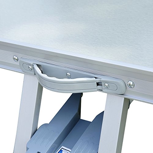 Outsunny Mesa Plegable 4 Asientos Aluminio con Agujero para Sombrilla para Camping Playa Picnic Exterior 136x85,5x66 cm Outsunny Mesa Plegable 4 Asientos Aluminio con Agujero para Sombrilla para Camping Playa Picnic Exterior 136x85,5x66 cm