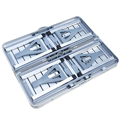 Outsunny Mesa Plegable 4 Asientos Aluminio con Agujero para Sombrilla para Camping Playa Picnic Exterior 136x85,5x66 cm Outsunny Mesa Plegable 4 Asientos Aluminio con Agujero para Sombrilla para Camping Playa Picnic Exterior 136x85,5x66 cm