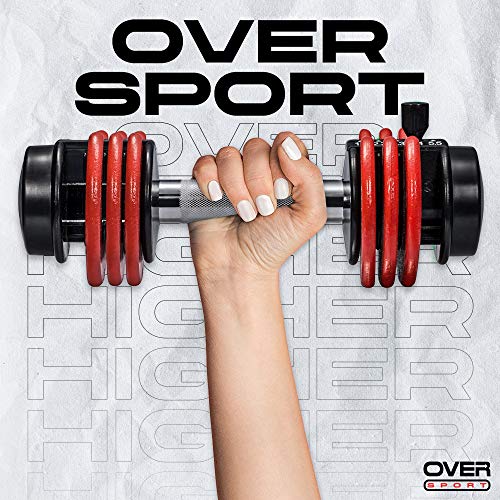 OVER SPORT Mancuernas Ajustables para Gimnasio o Hacer Deporte en Casa - Pesas con Discos Regulables para musculación en 2 tamaños - De 1,1 a 5,5 Kg y de 2,2 a 11 Kg para Hombre y Mujer (Individual) OVER SPORT Mancuernas Ajustables para Gimnasio o Hacer Deporte en Casa - Pesas con Discos Regulables para musculación en 2 tamaños - De 1,1 a 5,5 Kg y de 2,2 a 11 Kg para Hombre y Mujer (Individual)