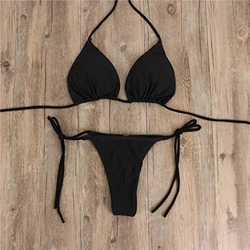 Overdose Bikinis Mujer 2019 Tanga, Mujeres Bandeau Bandage Bikini Set Push-Up Brasileño Ropa de Playa Traje de baño Color sólido