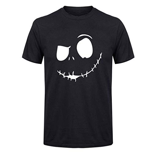 Overdose Camiseta De Los Hombres Manga Corta Verano Nueva Sonrisa Malvada Cara Impresa O-Collar CóModo Superior Adolescente Acogedor Simple Blusa