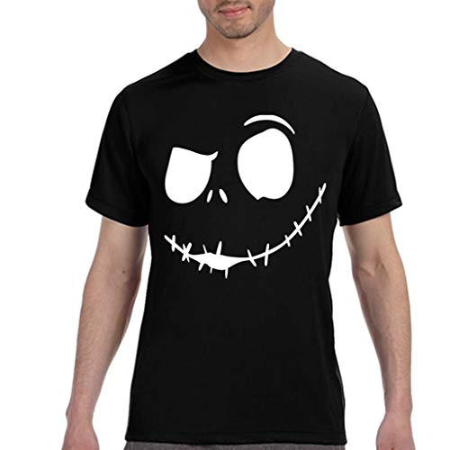 Overdose Camiseta De Los Hombres Manga Corta Verano Nueva Sonrisa Malvada Cara Impresa O-Collar CóModo Superior Adolescente Acogedor Simple Blusa