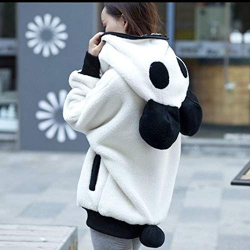 Overdose Lindo Oso Oreja Panda Invierno CáLido con Capucha Capa Mejor Venta Nuevo Regalo Mujeres con Capucha Chaqueta Ropa Exterior Tops Blusa (Medium, Blanco)