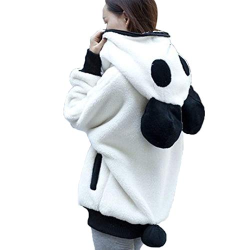 Overdose Lindo Oso Oreja Panda Invierno CáLido con Capucha Capa Mejor Venta Nuevo Regalo Mujeres con Capucha Chaqueta Ropa Exterior Tops Blusa (Medium, Blanco)