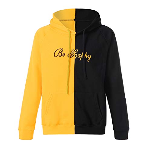 Overdose Sudadera Hombres Patchwork Slim Fit Hoodie OtoñO Moda Outwear Nueva Blusa Adolescente Top 2018 Sudadera (Large, A-Amarillo)