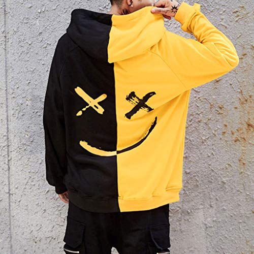 Overdose Sudadera Hombres Patchwork Slim Fit Hoodie OtoñO Moda Outwear Nueva Blusa Adolescente Top 2018 Sudadera (Large, A-Amarillo)