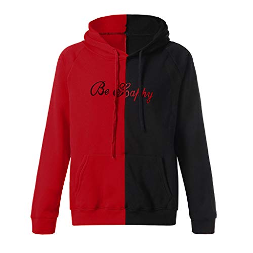 Overdose Sudadera Hombres Patchwork Slim Fit Hoodie OtoñO Moda Outwear Nueva Blusa Adolescente Top 2018 Sudadera (Medium, Rojo)