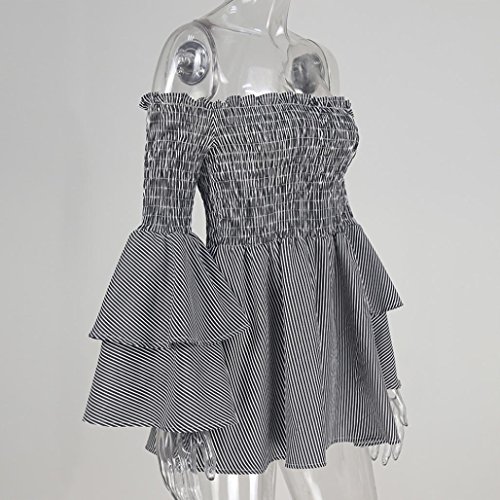 Overdose Vestido De Manga Larga Las Mujeres del Partido Ocasional La Raya Hombro SeñOras Slash Cuello Bohemio Flojo (S, Negro) Overdose Vestido De Manga Larga Las Mujeres del Partido Ocasional La Raya Hombro SeñOras Slash Cuello Bohemio Flojo (S, Negro)