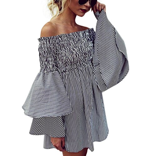 Overdose Vestido De Manga Larga Las Mujeres del Partido Ocasional La Raya Hombro SeñOras Slash Cuello Bohemio Flojo (S, Negro) Overdose Vestido De Manga Larga Las Mujeres del Partido Ocasional La Raya Hombro SeñOras Slash Cuello Bohemio Flojo (S, Negro)