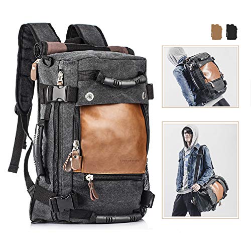 Overmont 35L Multifuncional portátil Vintage Mochila Bolsa Macuto de Lona Cuero para excursión Camping Senderismo Acampada Viaje activiadad al Aire Libre Caqui/Negro Overmont 35L Multifuncional portátil Vintage Mochila Bolsa Macuto de Lona Cuero para excursión Camping Senderismo Acampada Viaje activiadad al Aire Libre Caqui/Negro
