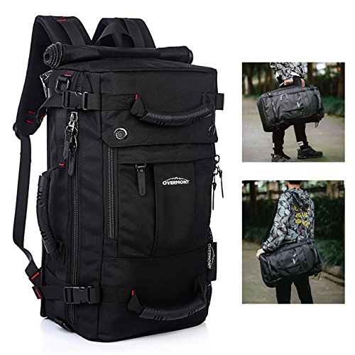 Overmont 40L Mochila Multifuncional Macutos de Viaje Bolsa Portátil Oxford para Excursión Camping Senderismo Acampada y Otras Actividades al Aire Libre Negro