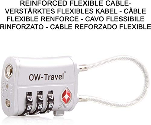 OW-Travel Candado Combinacion Cable Acero Flexible Anti robo. Candado maleta TSA numerico 3 Digitos. Candados mochila y maletas. Candado Taquilla Gimnasio. TSA candado seguridad equipaje Plata 2 OW-Travel Candado Combinacion Cable Acero Flexible Anti robo. Candado maleta TSA numerico 3 Digitos. Candados mochila y maletas. Candado Taquilla Gimnasio. TSA candado seguridad equipaje Plata 2