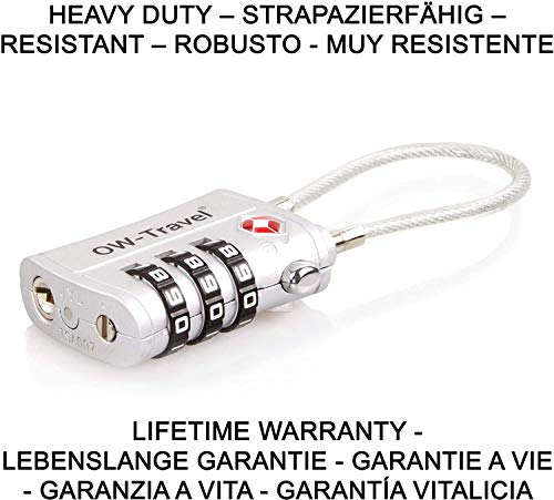 OW-Travel Candado Combinacion Cable Acero Flexible Anti robo. Candado maleta TSA numerico 3 Digitos. Candados mochila y maletas. Candado Taquilla Gimnasio. TSA candado seguridad equipaje Plata 2 OW-Travel Candado Combinacion Cable Acero Flexible Anti robo. Candado maleta TSA numerico 3 Digitos. Candados mochila y maletas. Candado Taquilla Gimnasio. TSA candado seguridad equipaje Plata 2